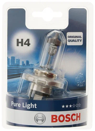 Лампа 12V H4 60/55W BOSCH Pure Light 1 шт. блистер 1 987 301 001