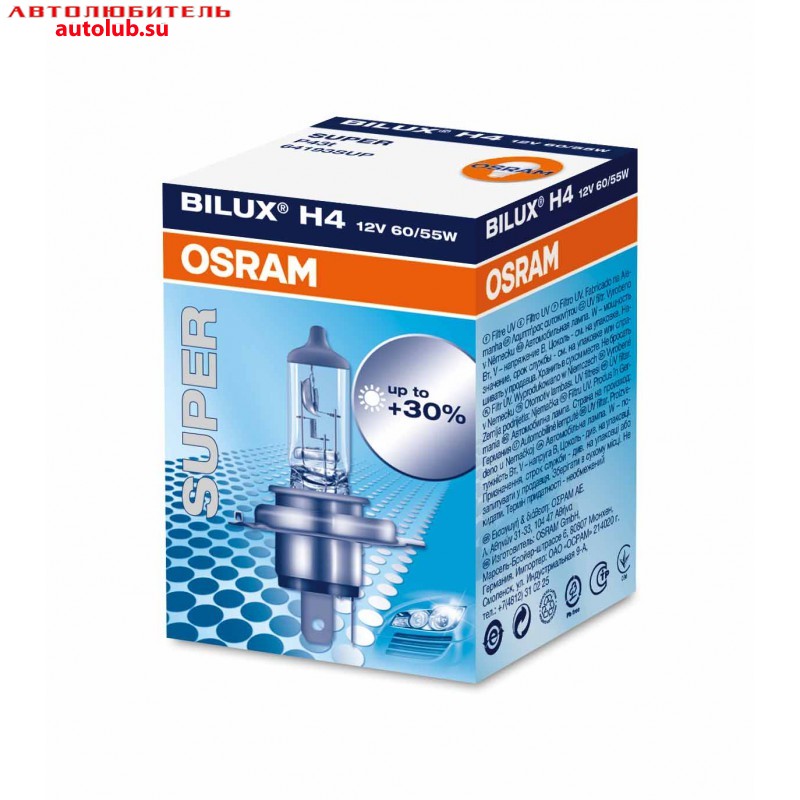 Лампа 12V H4 60/55W P43t OSRAM SUPER 1 шт. картон 64193SUP