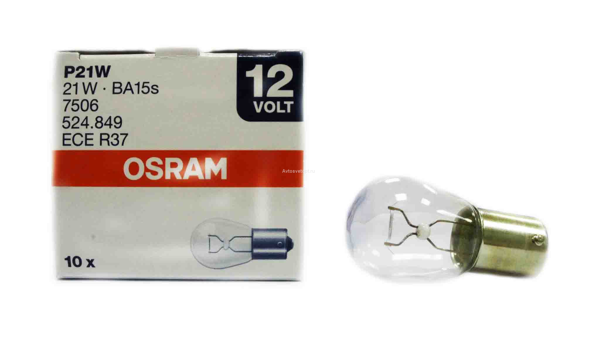 Лампа 12V P21W 21W BA15s OSRAM ORIGINAL LINE 1 шт. картон 7506