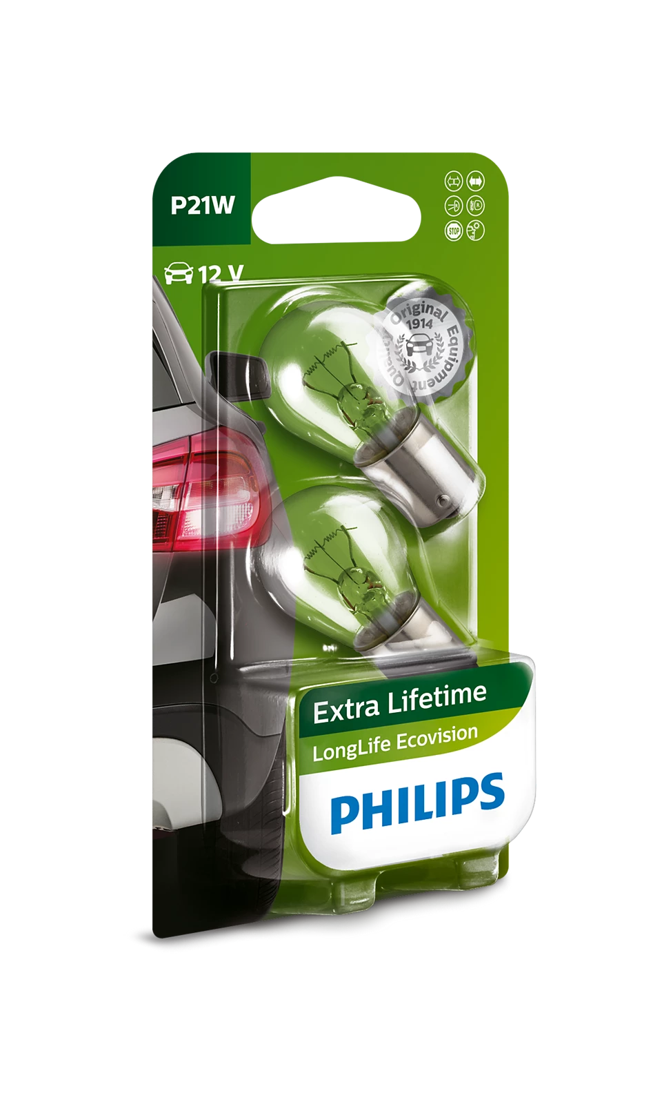 Philips 12498LLECOB2Лампа P21W 12498 LLECO 12V B2