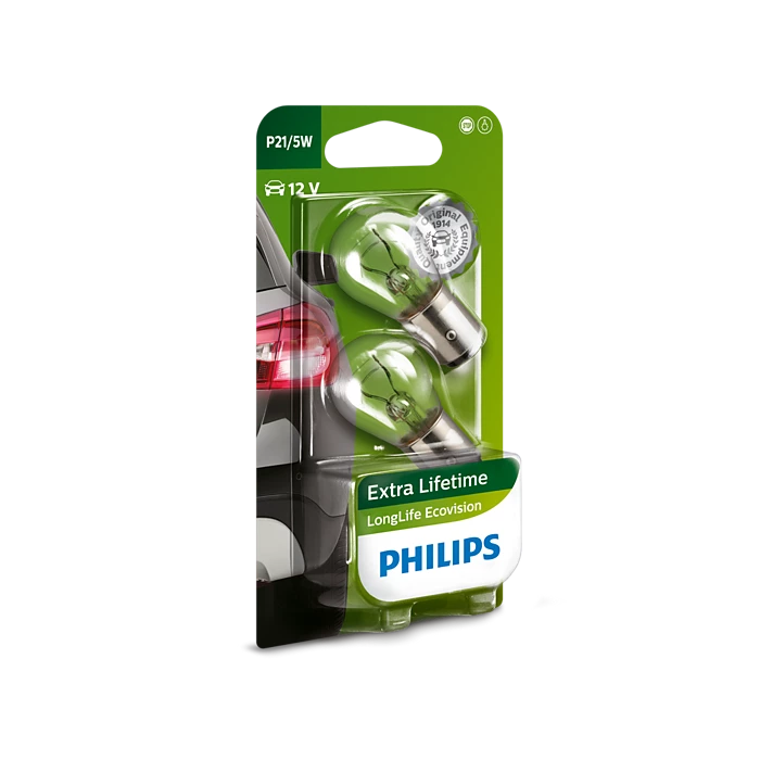 PHILIPS 12499LLECOB2 Лампа накаливания сигнальная P21/5W BAY15s Long Life Eco Vision 12V 21/5W Блистер 2 штОбщие характеристики